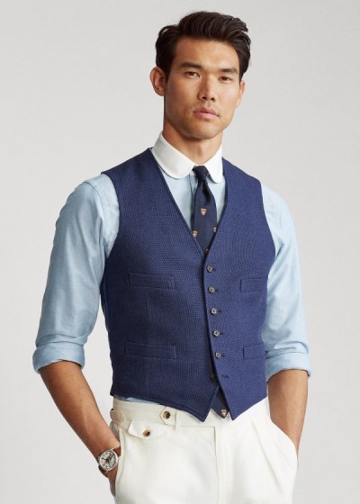 Men's Polo Ralph Lauren Wool-Silk-Linen Tweed Vests | 804635SEI